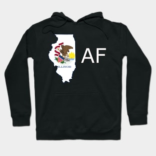 Illinois Flag State Outline AF (white) Hoodie